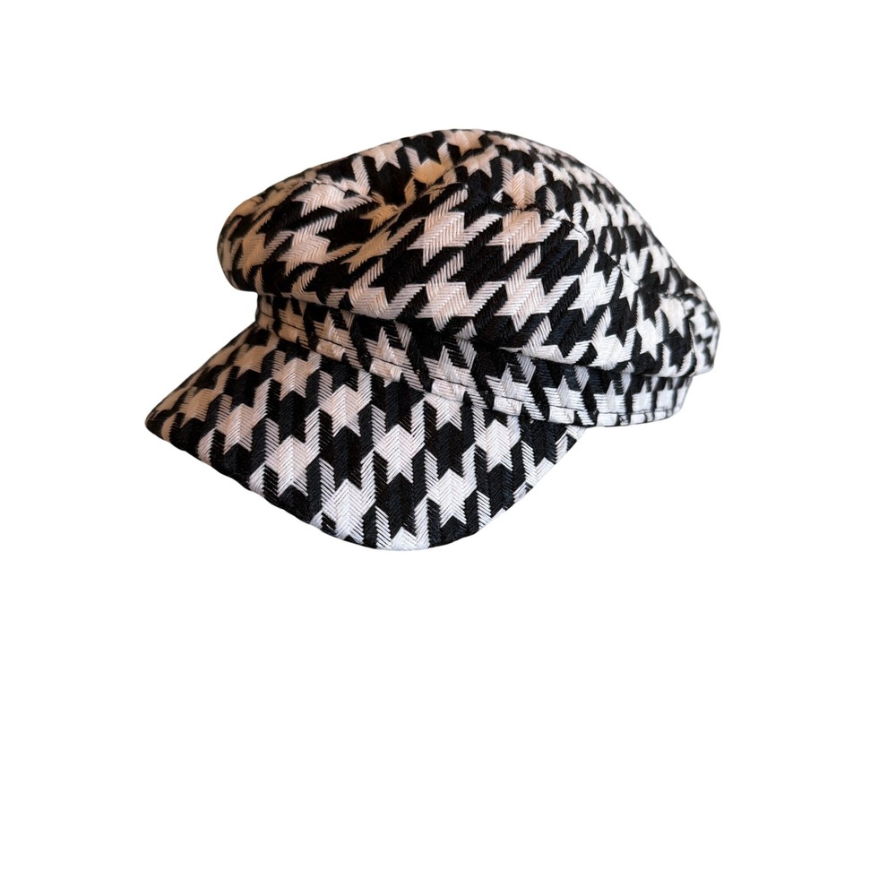 Houndstooth Baker Boy Cap Black‎ White Fashion Hat